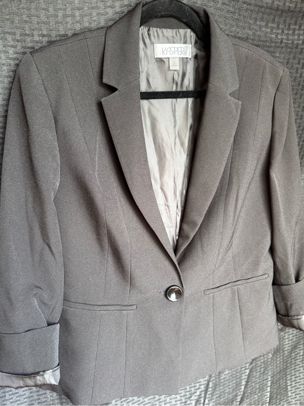 Kasper Women's Charcoal Single-Button Tailored Blazer